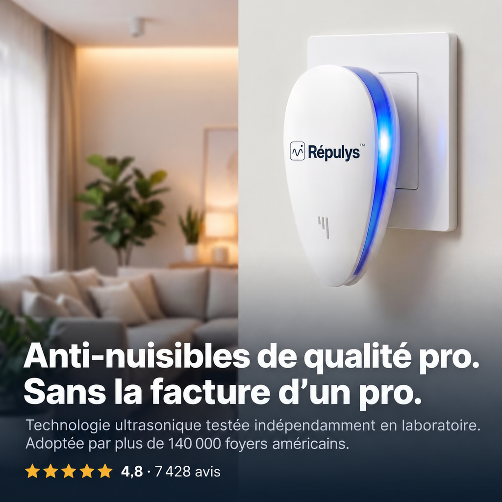Répulsif Antiparasitaire à Ultrasons – Éliminez définitivement plus de 14 nuisibles
