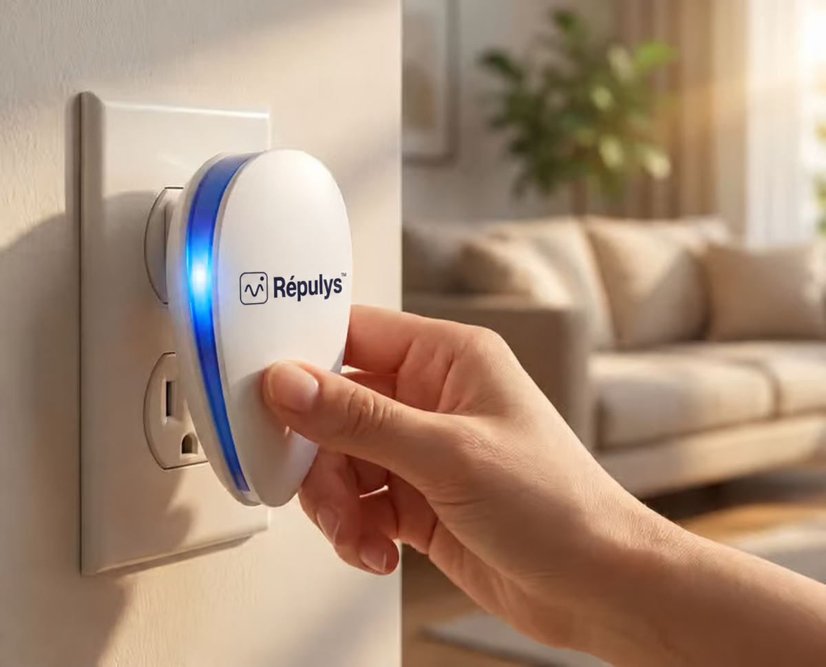 Appareil Repulys avec sa LED bleue allumée dans la prise
